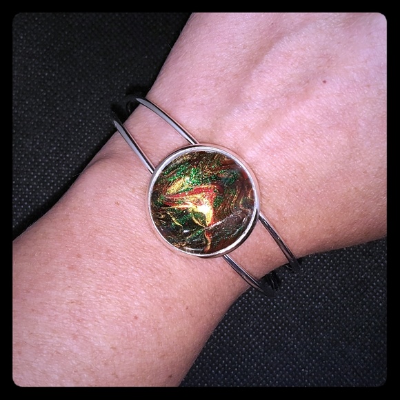 Handpainted Sterling Silver Bracelet - Picture 1 of 4